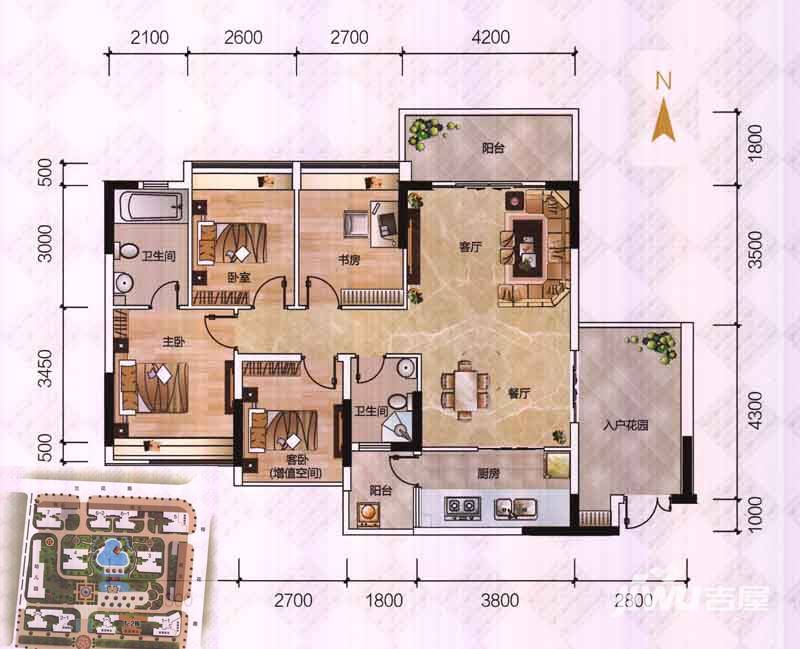 深航御花园4室2厅2卫114㎡户型图