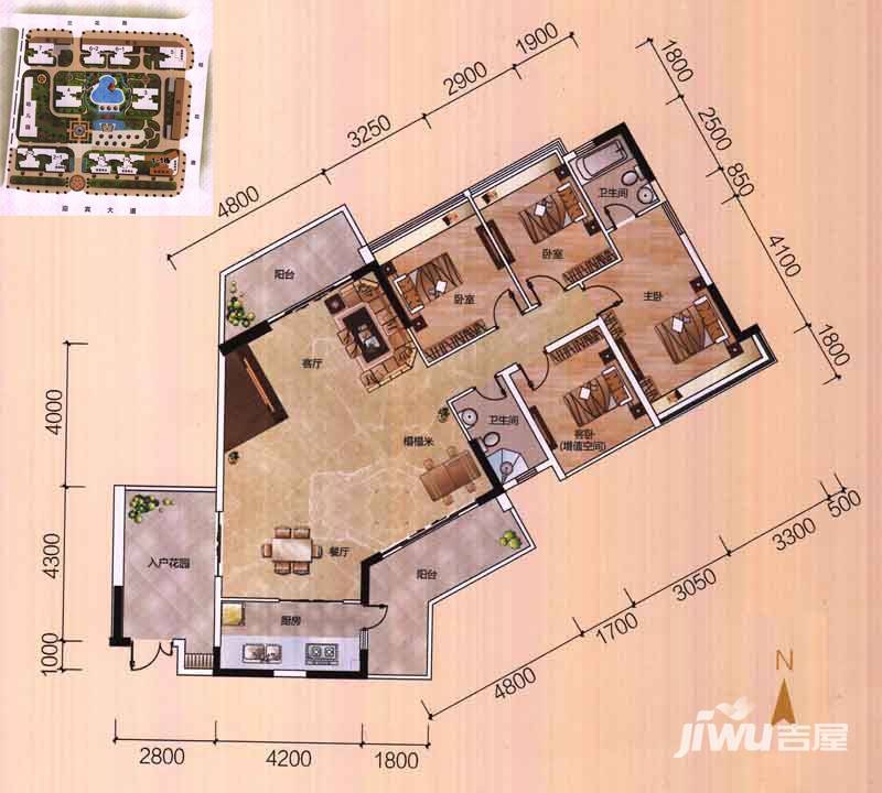 深航御花园4室2厅2卫158㎡户型图