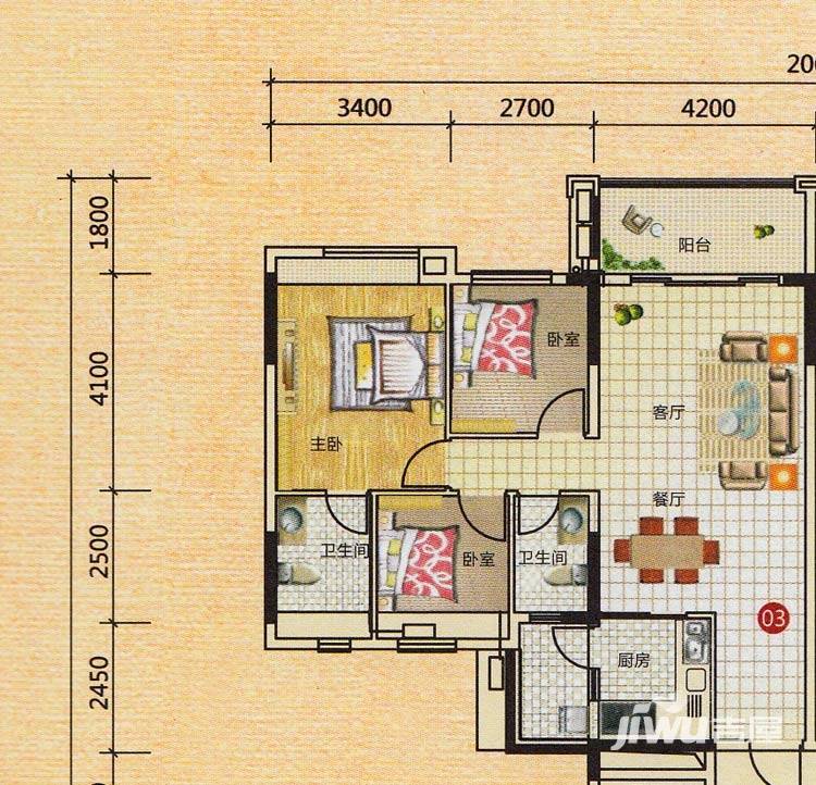 轩逸荟普通住宅94.8㎡户型图