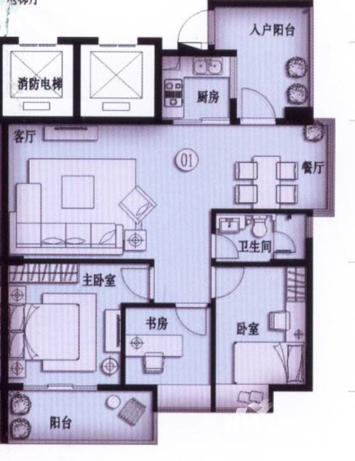 丽海雅居普通住宅96.1㎡户型图