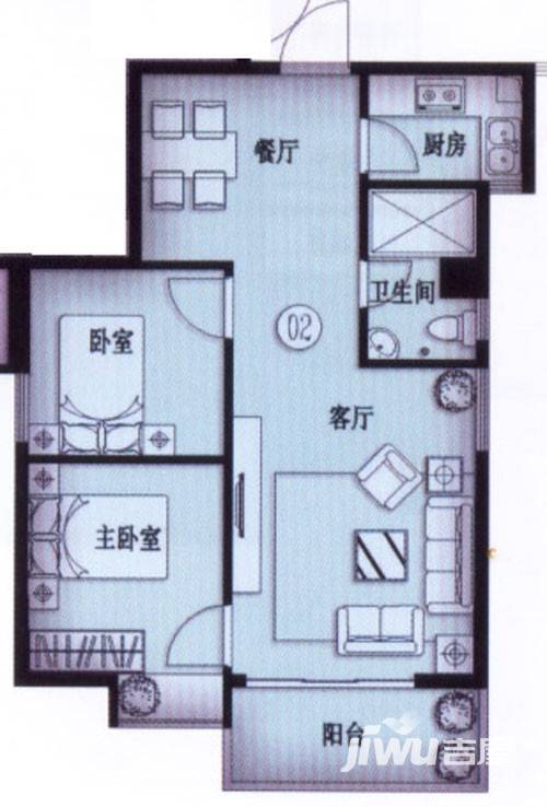 丽海雅居普通住宅70.9㎡户型图