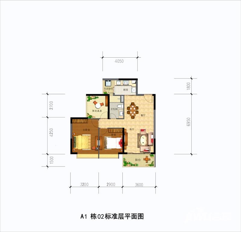 新福港·鼎峰2室2厅1卫户型图