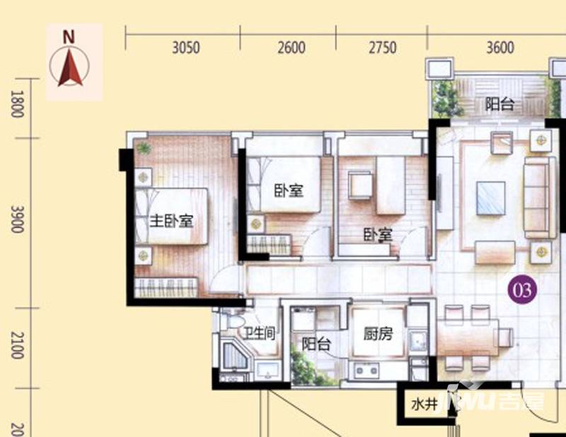 敏捷·金月湾普通住宅92㎡户型图