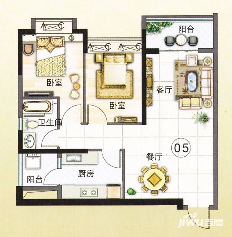 东华星域普通住宅84.9㎡户型图