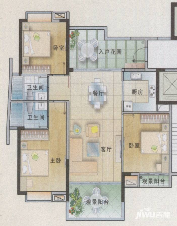 东山一品3室2厅2卫140㎡户型图