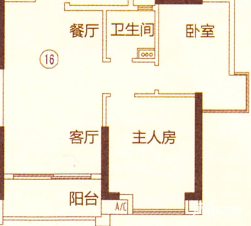 新都盛世名门2室2厅1卫80㎡户型图