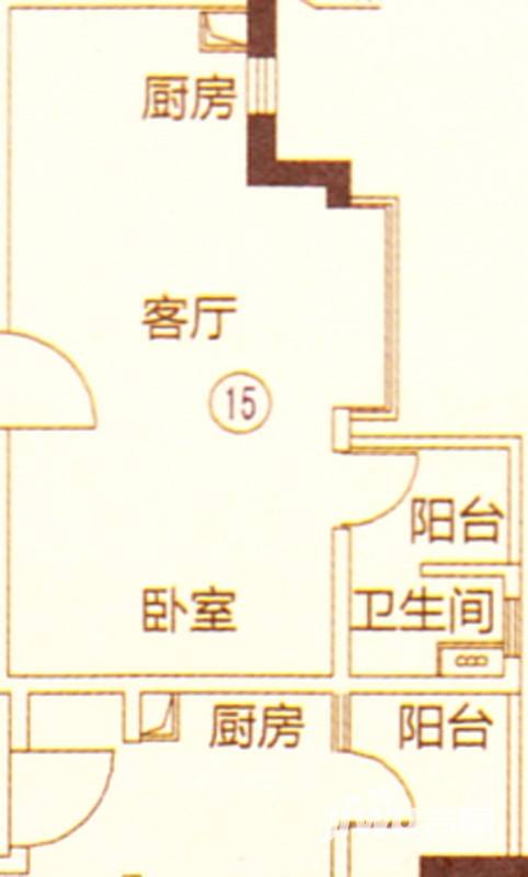 新都盛世名门1室1厅1卫38㎡户型图