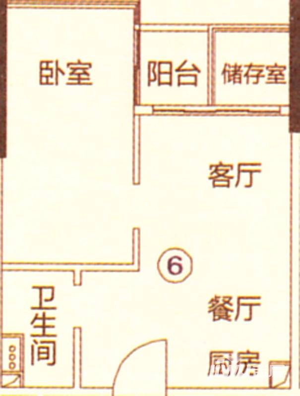 新都盛世名门1室2厅1卫50㎡户型图