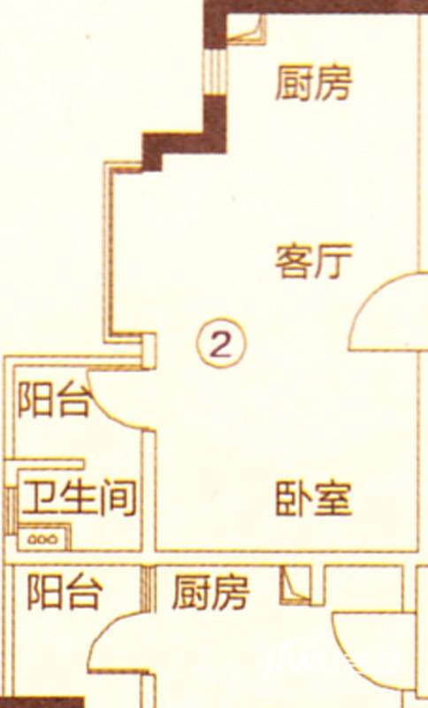 新都盛世名门1室1厅1卫38㎡户型图