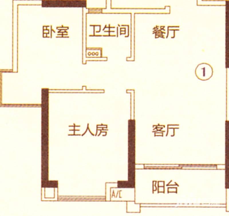 新都盛世名门2室2厅1卫80㎡户型图