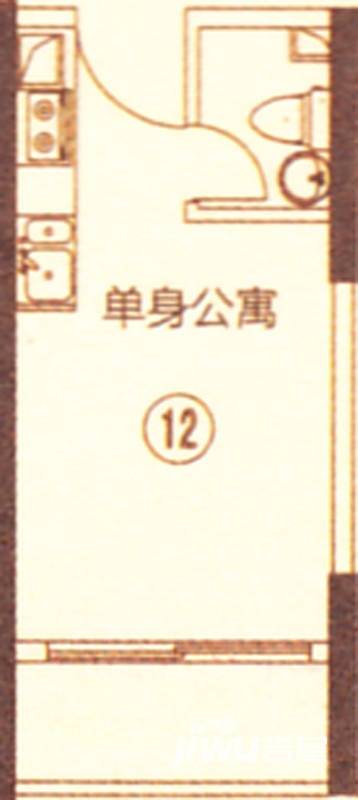 新都盛世名门1室1厅1卫50㎡户型图