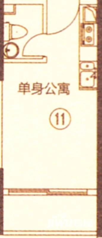 新都盛世名门1室1厅1卫50㎡户型图