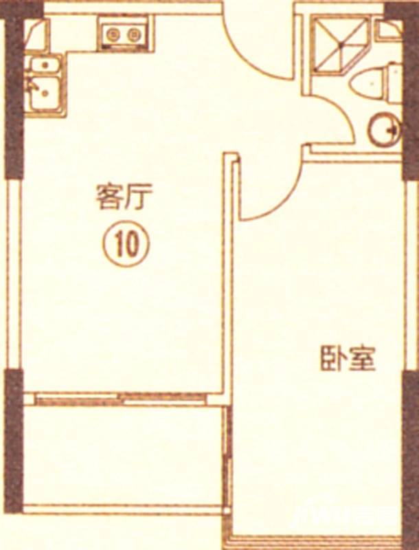 新都盛世名门1室1厅1卫50㎡户型图