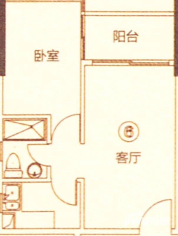 新都盛世名门1室1厅1卫50㎡户型图