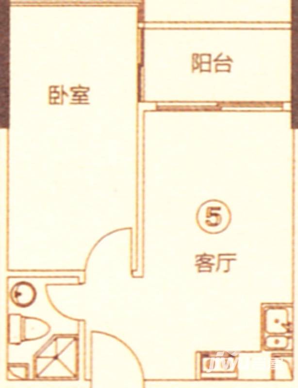 新都盛世名门1室1厅1卫50㎡户型图