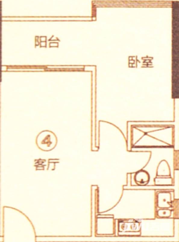 新都盛世名门1室1厅1卫50㎡户型图