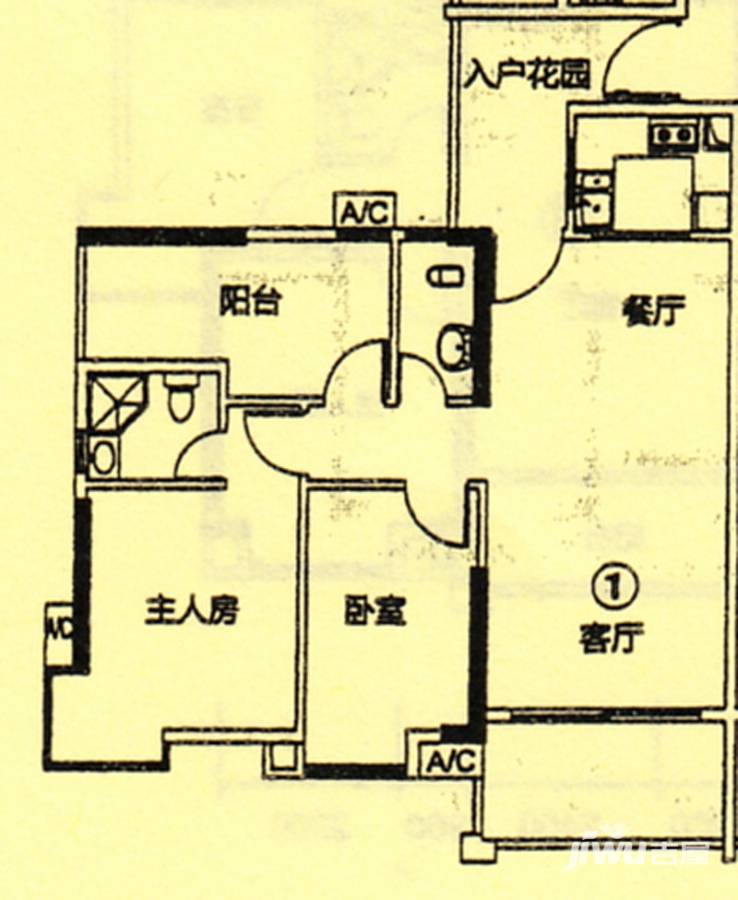 新都盛世名门2室2厅2卫75㎡户型图