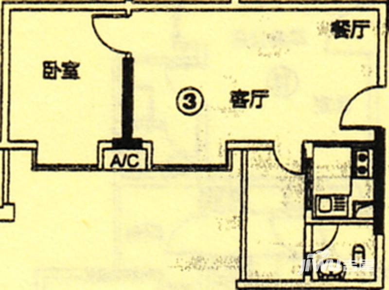 新都盛世名门1室1厅1卫46㎡户型图