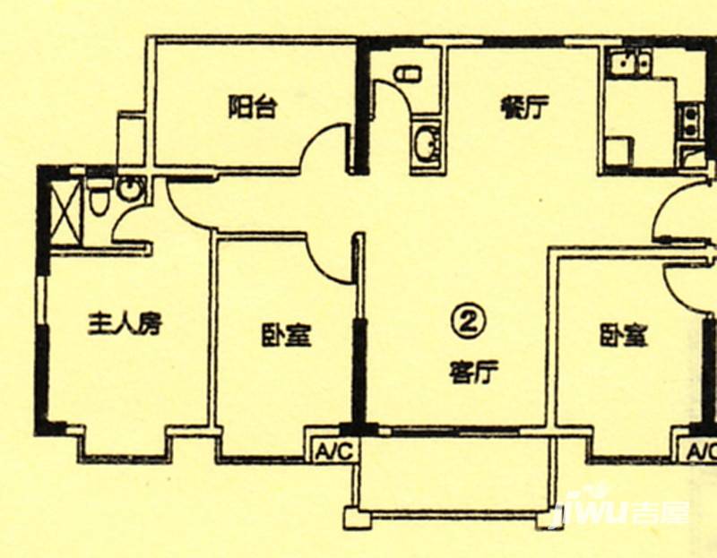 新都盛世名门2室2厅1卫70㎡户型图