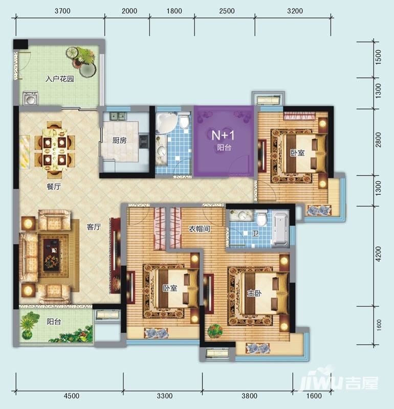 南沙境界别墅4室2厅2卫142.2㎡户型图