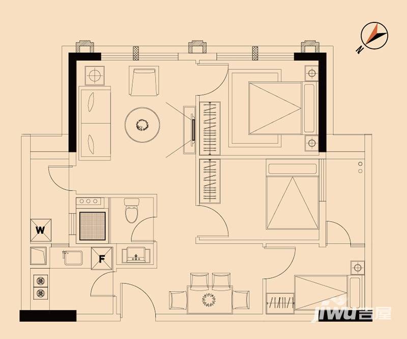 新城国际寓普通住宅83㎡户型图