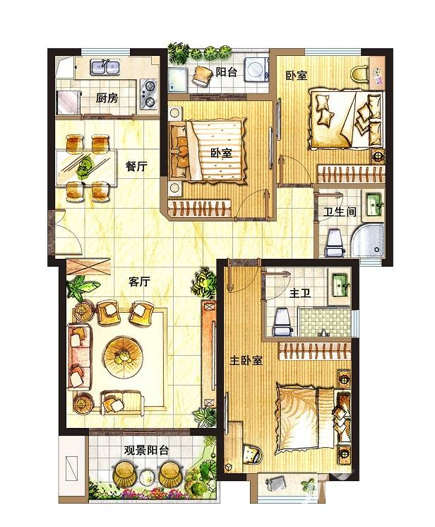 特房锦绣碧湖普通住宅118㎡户型图