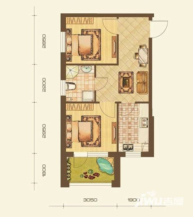 七星九龙湾普通住宅57.5㎡户型图