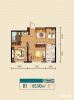 新湖青蓝国际2室2厅1卫65.9㎡户型图