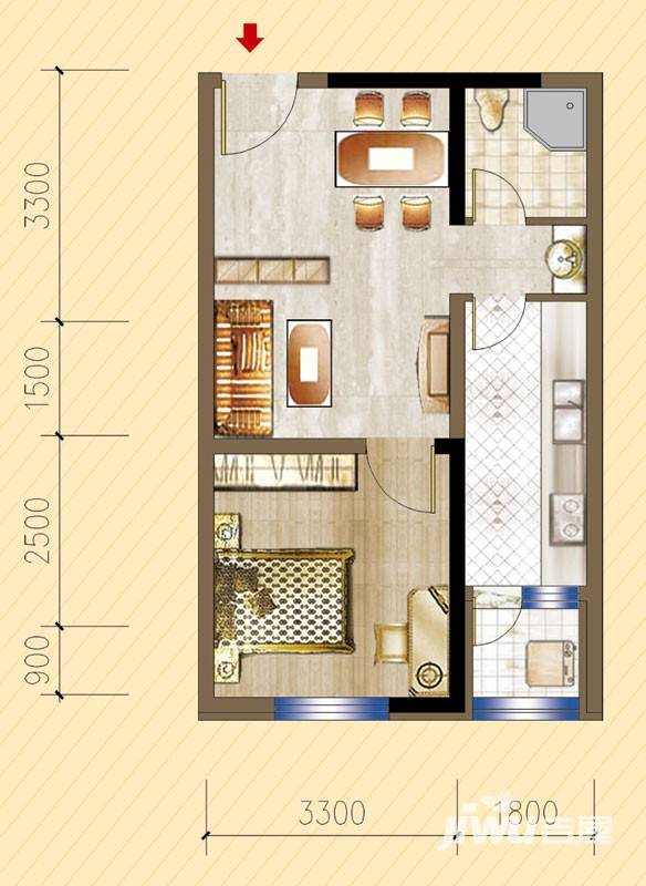 明发锦绣华城普通住宅54.5㎡户型图