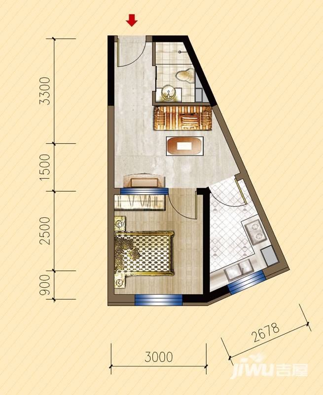 明发锦绣华城普通住宅44㎡户型图