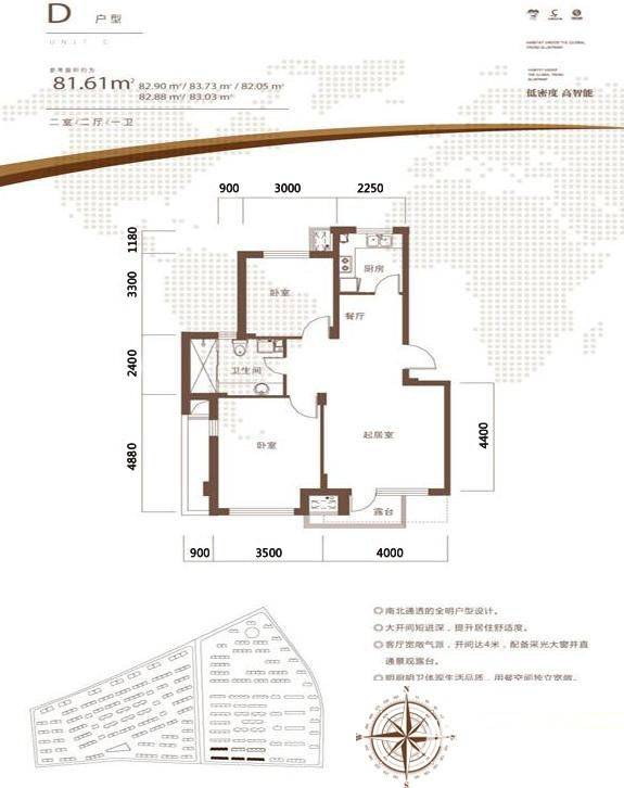 华邑世纪城普通住宅81.6㎡户型图