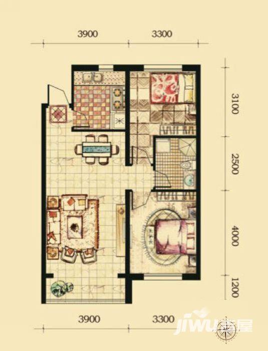 帝景湾普通住宅92㎡户型图