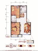 亿海阳光普通住宅86.1㎡户型图