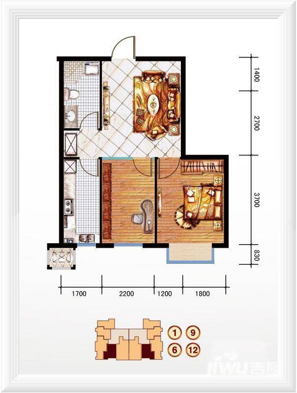 亿海阳光普通住宅61㎡户型图