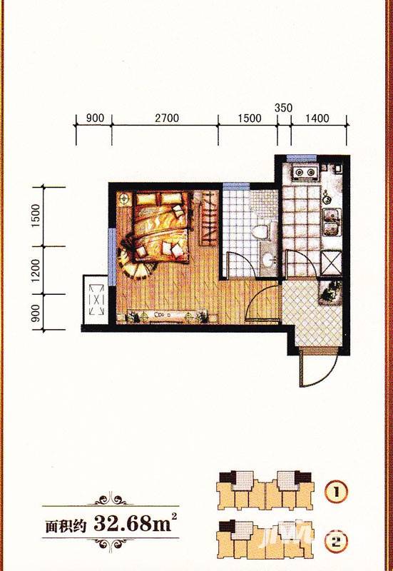 亿海阳光普通住宅32.7㎡户型图