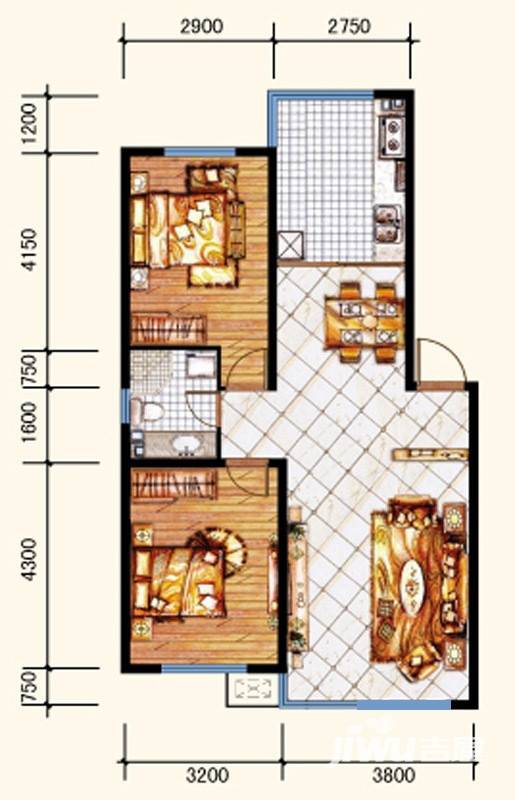 亿海阳光普通住宅89㎡户型图