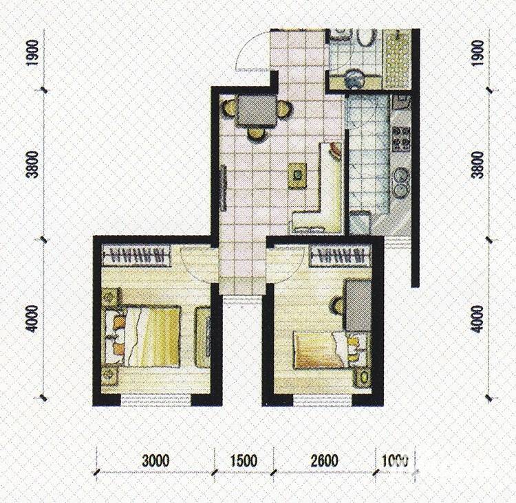 明城新北市普通住宅65.2㎡户型图