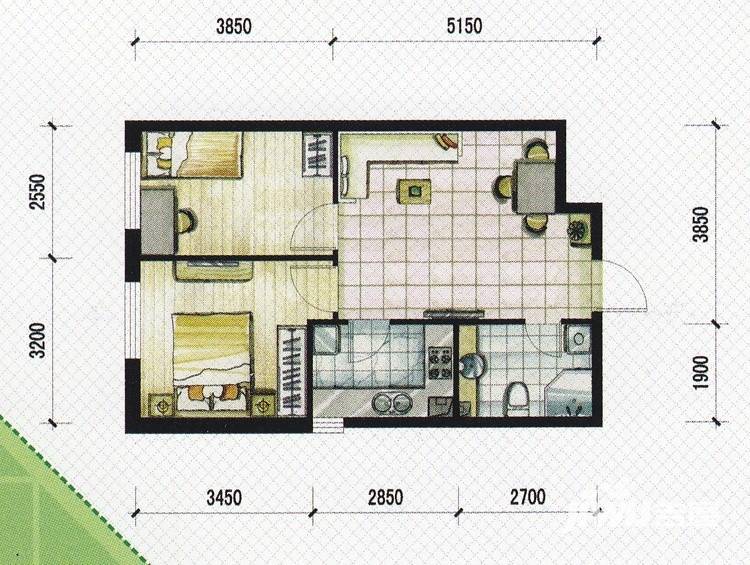 明城新北市普通住宅64.6㎡户型图