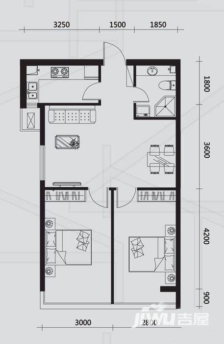 天润广场普通住宅79.8㎡户型图