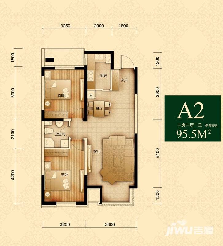 怡林名门普通住宅95.5㎡户型图