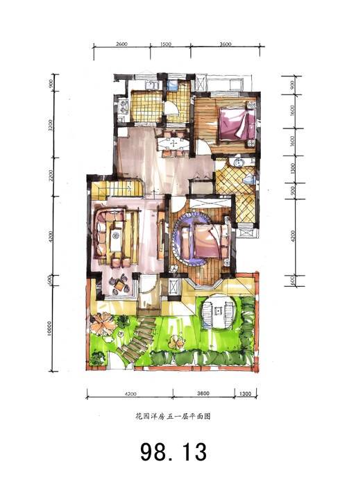 阳光国际花园普通住宅98.1㎡户型图