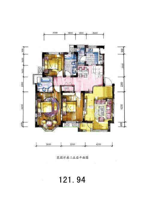 阳光国际花园普通住宅121.9㎡户型图