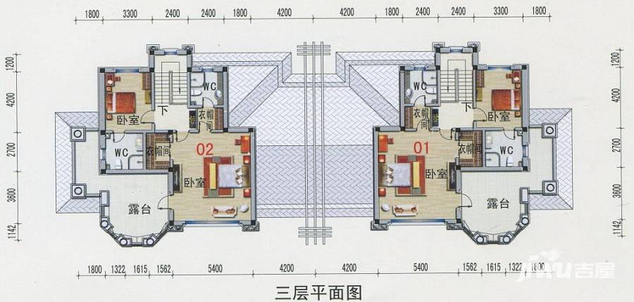 碧桂园凤凰城户型图 三层-双拼别墅-457.62平方米 381㎡