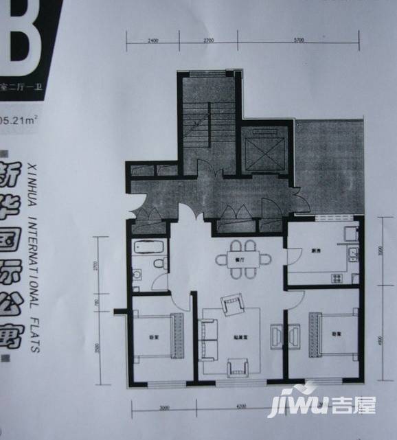 新华国际公寓普通住宅105㎡户型图