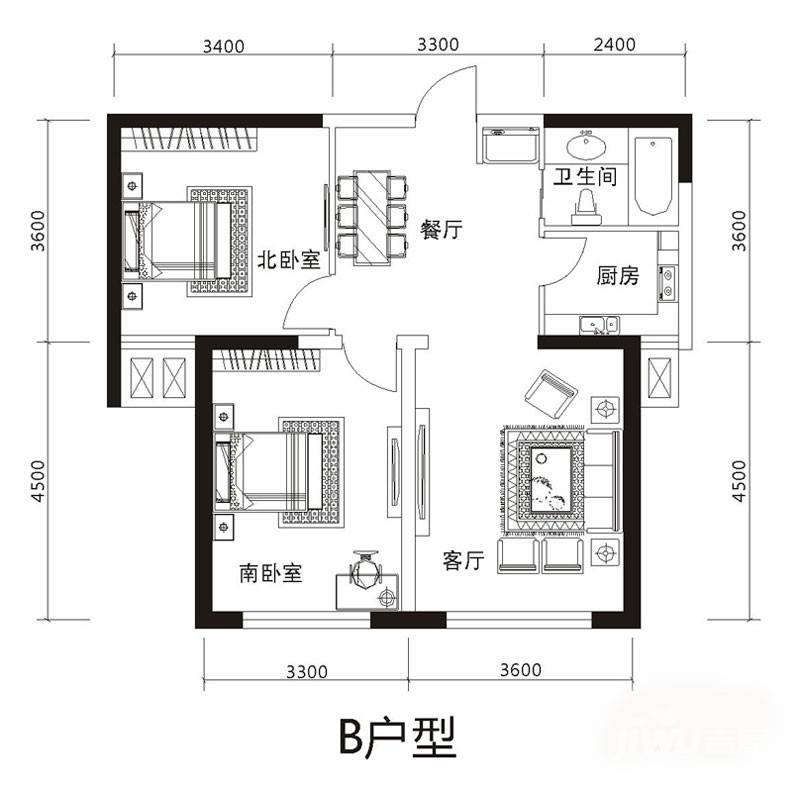 文华街三号院普通住宅81㎡户型图