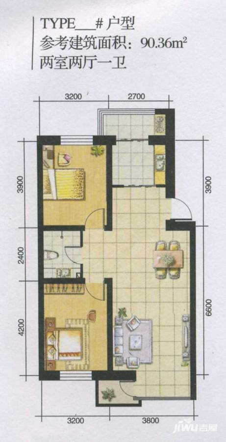 世家沈北新城普通住宅90.4㎡户型图