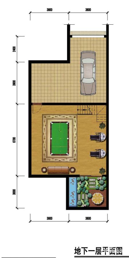 三盛頤景御園戶型圖 c戶北入負一層平面圖