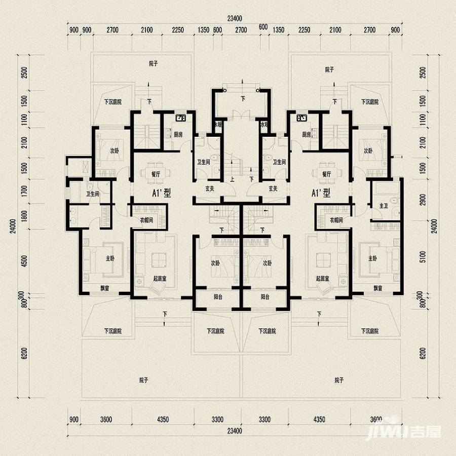 银亿格兰郡3室2厅2卫133.9㎡户型图