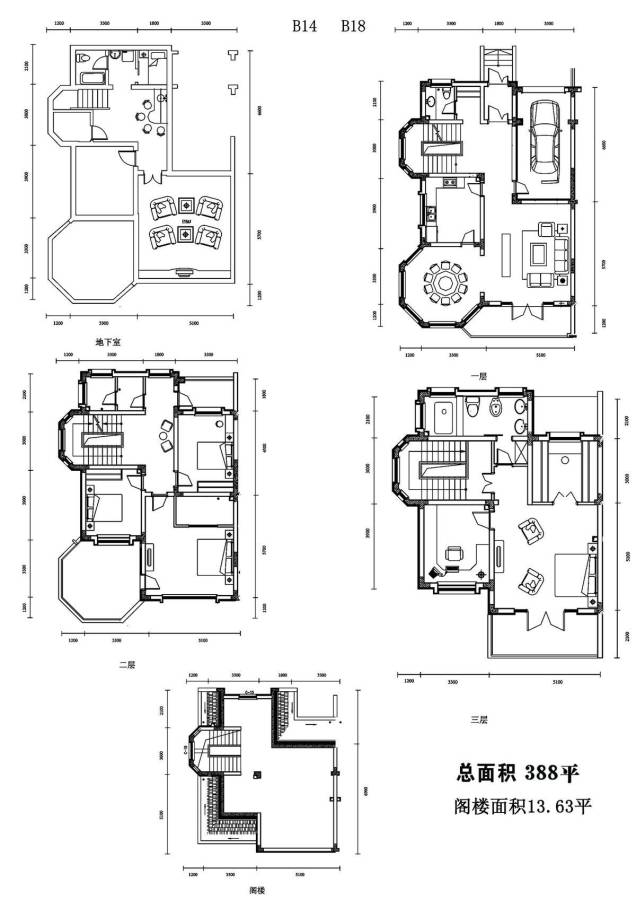 温莎庄园5室4厅3卫388㎡户型图