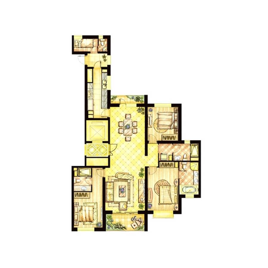 世茂新五里河3室3厅0卫197㎡户型图